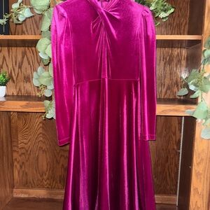 Elegant Velvet Dress in Rich Pink